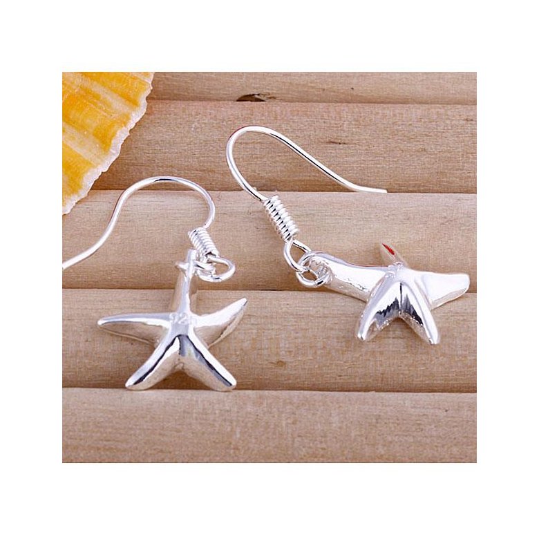 Wholesale Fashion jewelry from China Silver Sweet Smooth Surface Starfish Earrings For Women Wedding Jewelry Gift TGSPDE216