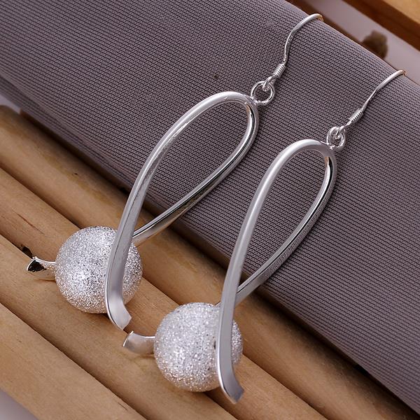 Wholesale Classic Silver Ball Dangle Earring Long twist Sanding Ball Earring For Women Wedding Fashion Jewelry TGSPDE224