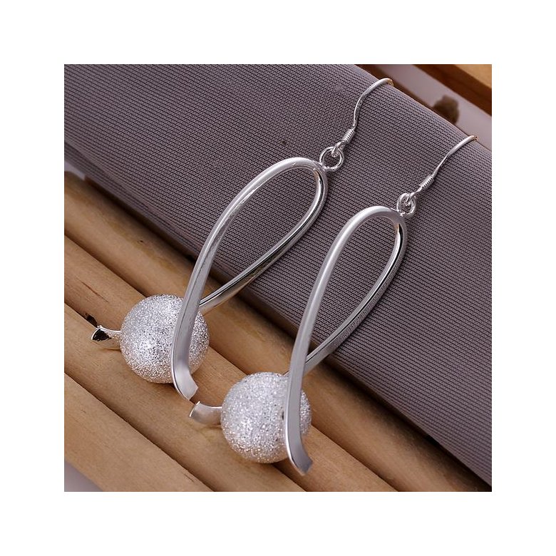 Wholesale Classic Silver Ball Dangle Earring Long twist Sanding Ball Earring For Women Wedding Fashion Jewelry TGSPDE224