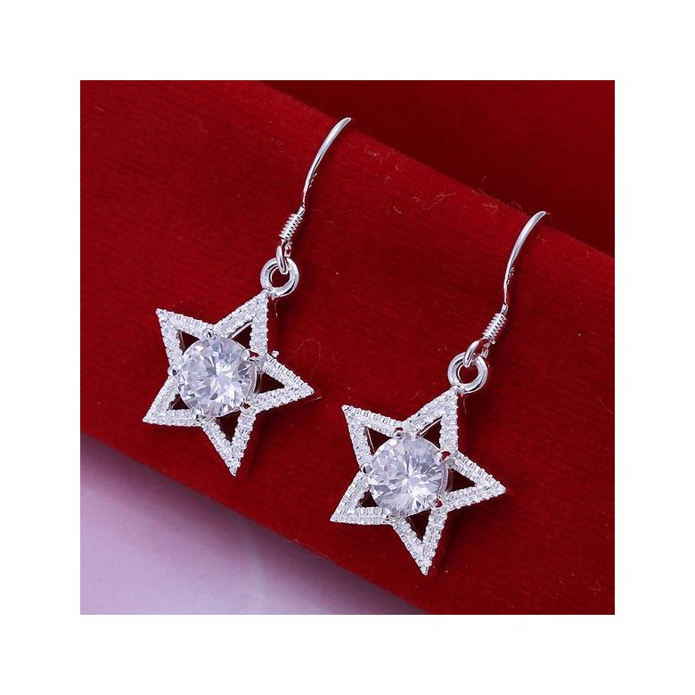 Wholesale Fashion Classic Silver Star Dangle Earring shinny big zircon women earring jewelry from China TGSPDE227