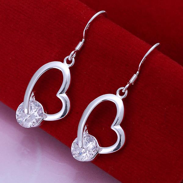 Wholesale Trendy Silver heart Dangle Earring High Quality Woman Fashion Earrings Retro Long Cubic Zirconia Earrings TGSPDE228