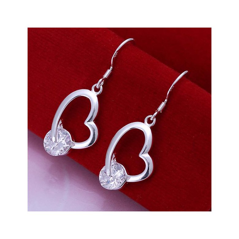 Wholesale Trendy Silver heart Dangle Earring High Quality Woman Fashion Earrings Retro Long Cubic Zirconia Earrings TGSPDE228