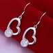 Wholesale Trendy Silver heart Dangle Earring High Quality Woman Fashion Earrings Retro Long Cubic Zirconia Earrings TGSPDE228