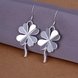 Wholesale Romantic Silver Plated Dangle Earring for women simple design four leaf clover earring   TGSPDE229