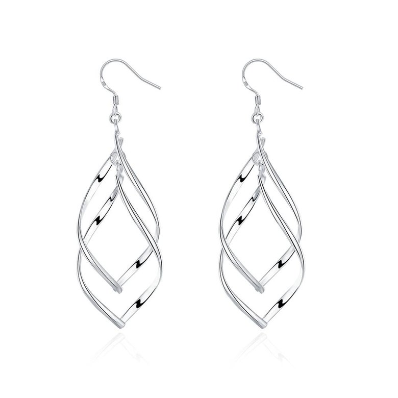 Wholesale Trendy Silver Plated Dangle Earring High Quality Twist Long Drop wedding party Earring Jewelry TGSPDE236