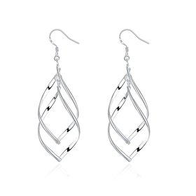 Wholesale Trendy Silver Plated Dangle Earring High Quality Twist Long Drop wedding party Earring Jewelry TGSPDE236