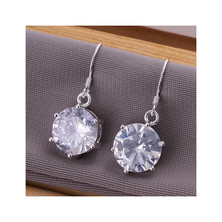 Wholesale Romantic Silver big round zircon Dangle Earring shinny elegant earring for women wedding jewelry TGSPDE240