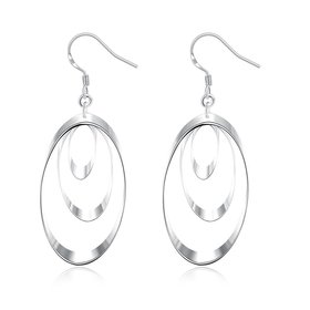 Wholesale Romantic Silver Round Dangle Earring Three Circle Drop Earrings For Women Wedding Fashion Jewelry TGSPDE244