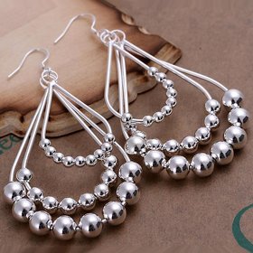 Wholesale Trendy Silver little beads Water Drop Dangle Earring unique women wedding jewelry TGSPDE249