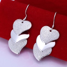 Wholesale Romantic Silver Heart Dangle Earring high quality unique women jewelry fine gift TGSPDE250