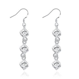 Wholesale Trendy Silver Geometric CZ Dangle Earring hot sale sparking cubic Elegant Long for Women Ear delicate cute Earings TGSPDE257