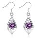 Wholesale Romantic Silver water drop CZ Dangle Earring Fashion Jewelry High Quality Crystal Zircon purple Hot Selling Earrings TGSPDE258