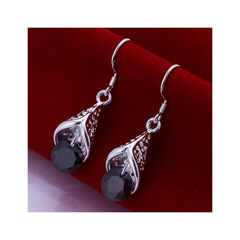 Wholesale Romantic Silver water drop CZ Dangle Earring Fashion Jewelry High Quality Crystal Zircon black Hot Selling Earrings TGSPDE259