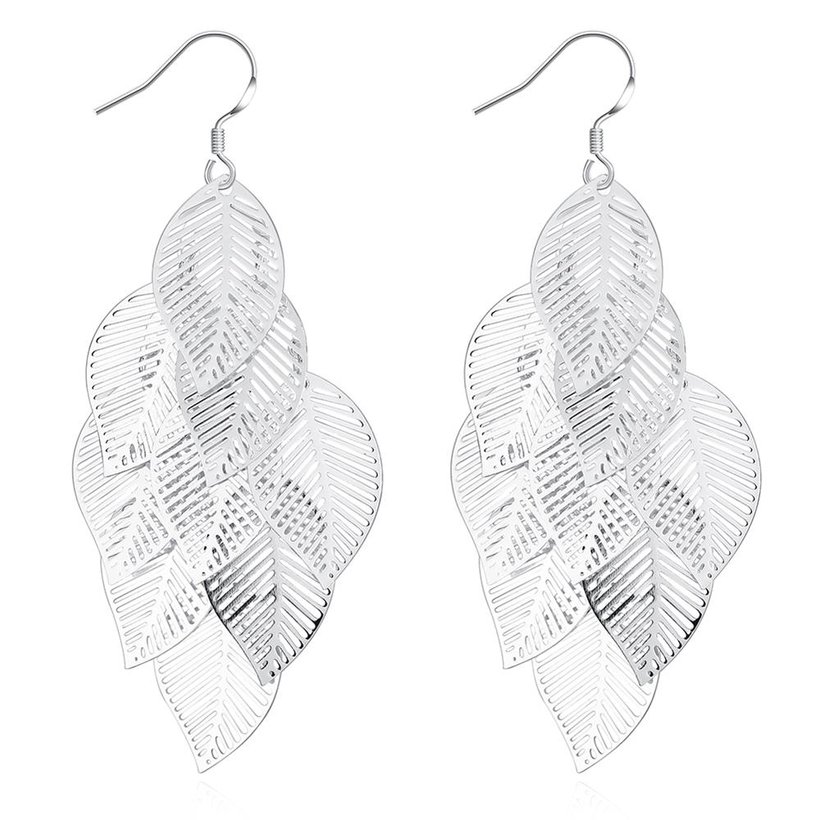 Wholesale Fashion jewelry China silver color earring High Quality for Woman Retro Hollow Maple Leaf Exaggerated Long Tassel jewelry  TGSPDE261