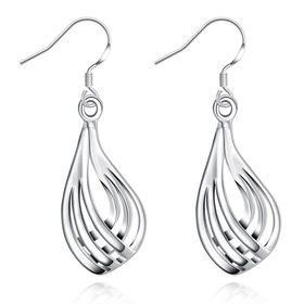 Wholesale Fashion jewelry China Silver plated Water Drop Dangle Earring  Twist Wave Line Earring fine Jewelry gift TGSPDE265