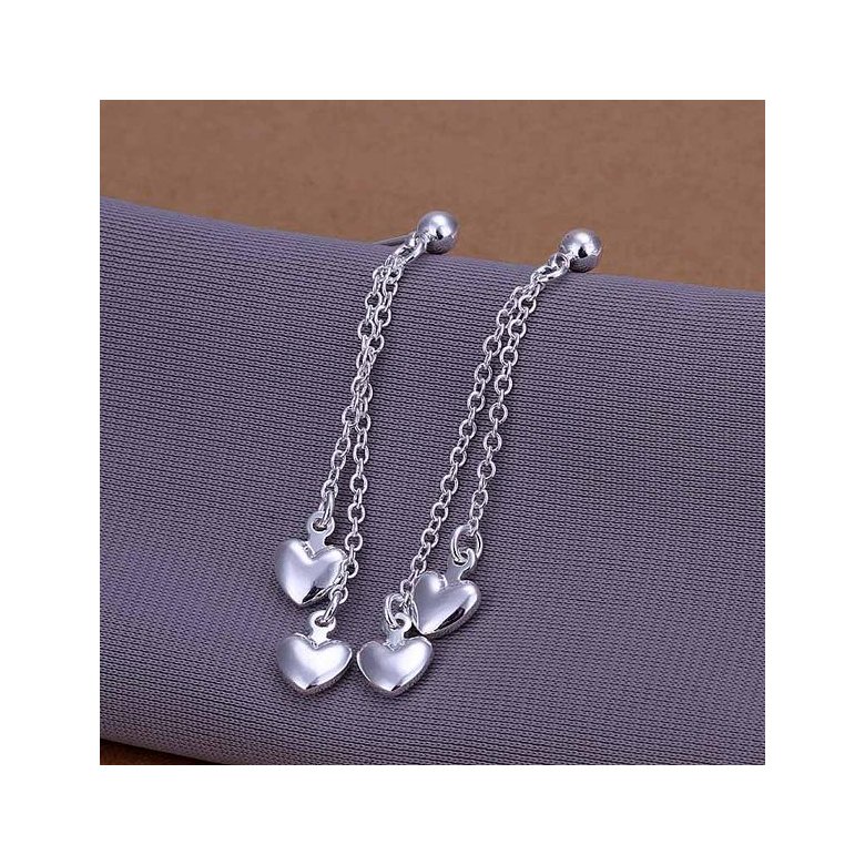 Wholesale Trendy Silver Heart Dangle Earring new woman Jewelry tassel heart wedding party earrings TGSPDE273