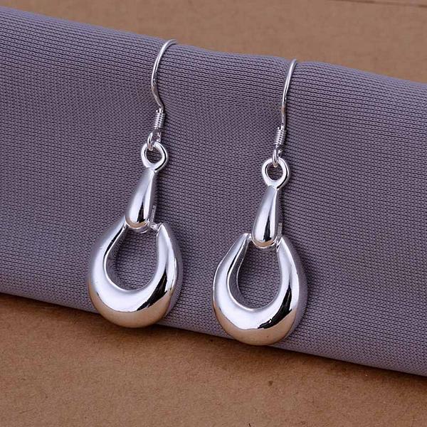 Wholesale Fine hot charm women lady Valentine's gift silver color water drop charm Women circles earrings free shipping jewelry TGSPDE275