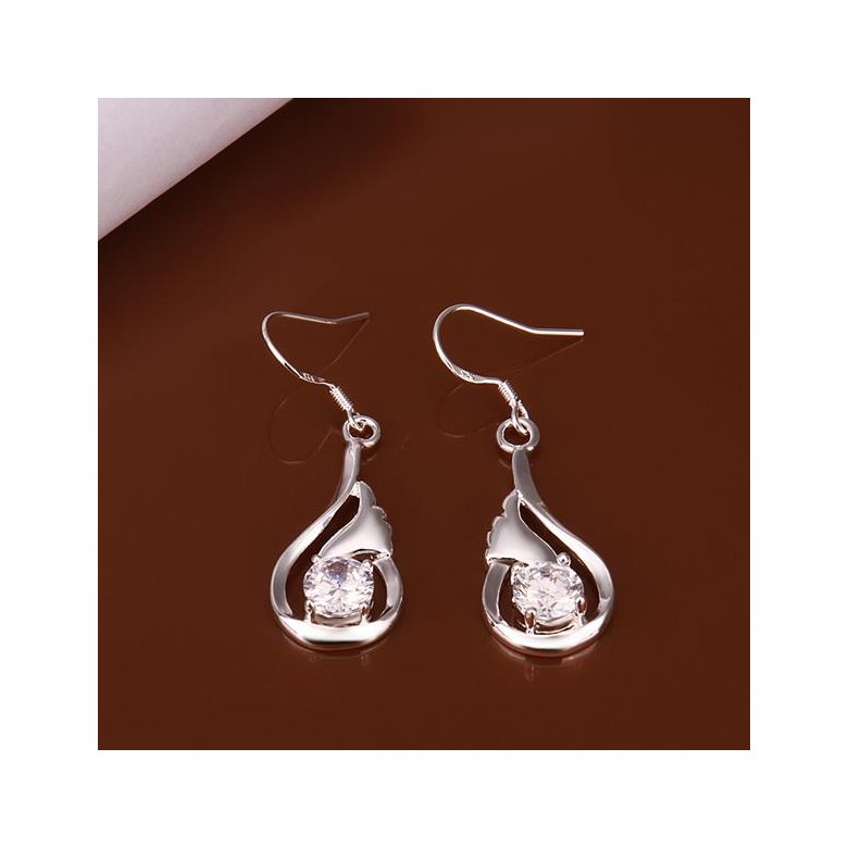 Wholesale Romantic Silver water drop zircon Dangle Earring shinny elegant earring for women wedding jewelry TGSPDE281