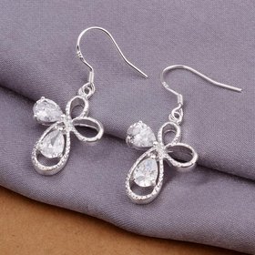 Wholesale Romantic Silver water drop zircon Dangle Earring shinny elegant earring for women wedding jewelry TGSPDE283