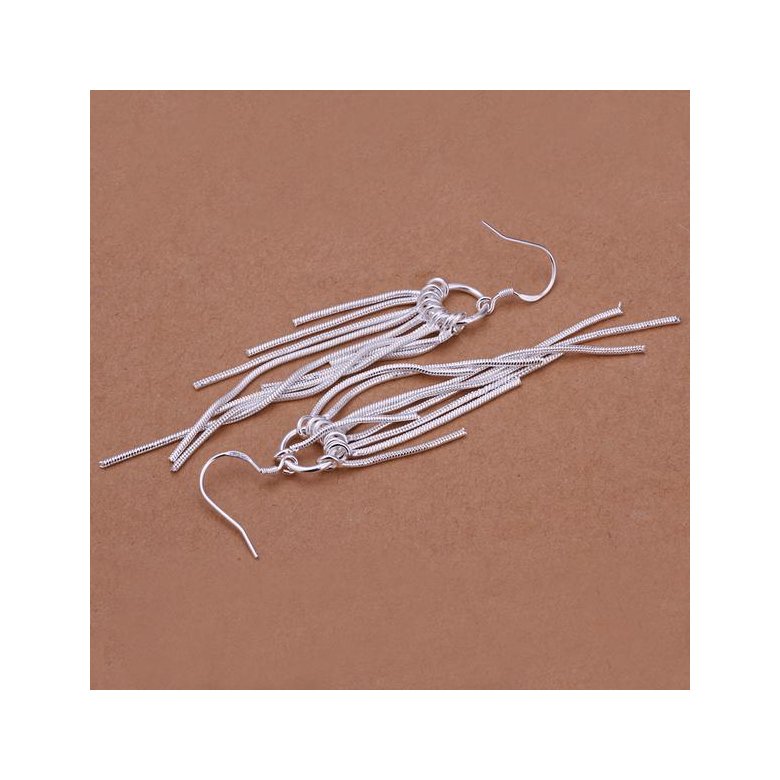 Wholesale New Silver Color Long Tassel Earrings for Women Bridal Drop Dangling Earrings Brincos Wedding Jewelry TGSPDE292