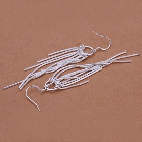 Wholesale New Silver Color Long Tassel Earrings for Women Bridal Drop Dangling Earrings Brincos Wedding Jewelry TGSPDE292