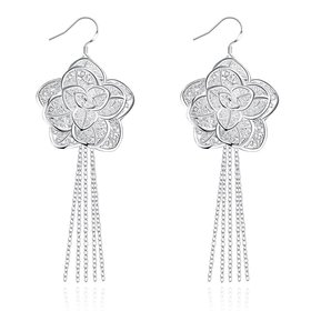 Wholesale Hot selling Earring silver color flower tassel fashion elegant charms earrings  for women lady girl wedding gift jewelry  TGSPDE294