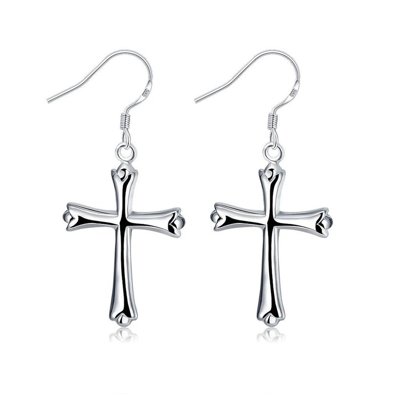 Wholesale Drop Shipping Women Earrings Fashion Cross Shape silver color Delicate Female Earrings Fine Gifts TGSPDE304