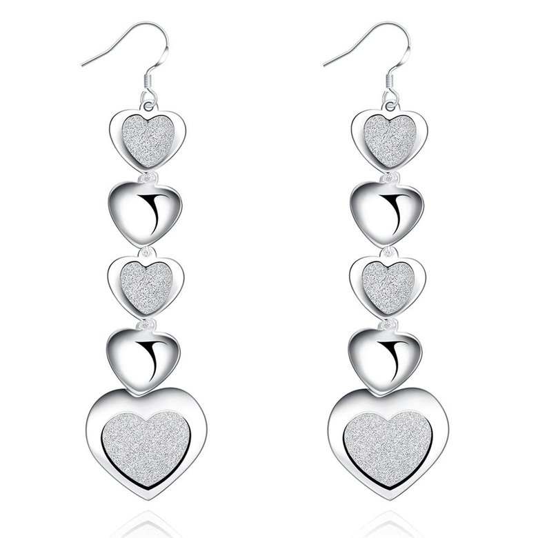 Wholesale Trendy Vintage Female Drop Earrings Silver Color Dangle Earrings Simple Heart Wedding Earrings For Women TGSPDE311