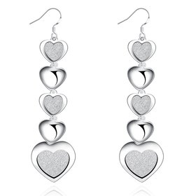 Wholesale Trendy Vintage Female Drop Earrings Silver Color Dangle Earrings Simple Heart Wedding Earrings For Women TGSPDE311