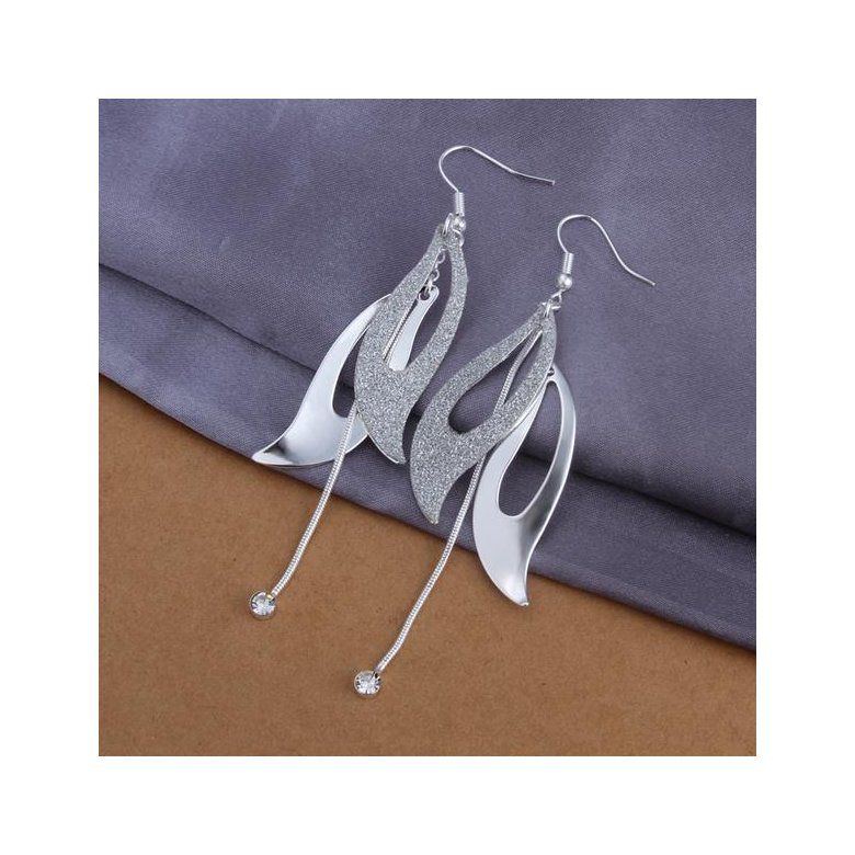 Wholesale Trendy Silver Plated Dangle Earring western style leaf shape earring jewelry fine gift  TGSPDE314