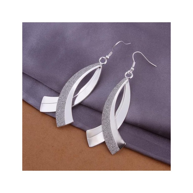 Wholesale Trendy Silver Plated Geometric Dangle Earring western style curved shape earring jewelry fine gift  TGSPDE315