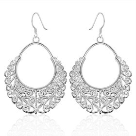 Wholesale Vintage Ethnic Earring Geometric Antique Silver Color Gold Hollow Flower Drop Earring Piercing Earring Statement Jewelry TGSPDE319