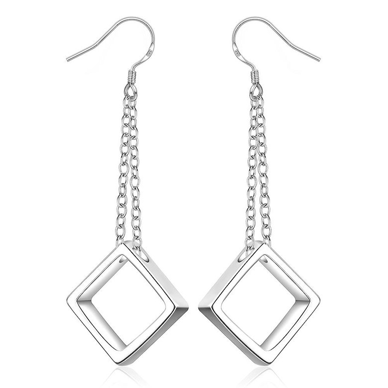 Wholesale Geometric Square tassel Earrings For Women Silver Color Cute Wedding Earrings Jewelry TGSPDE335