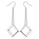 Wholesale Geometric Square tassel Earrings For Women Silver Color Cute Wedding Earrings Jewelry TGSPDE335