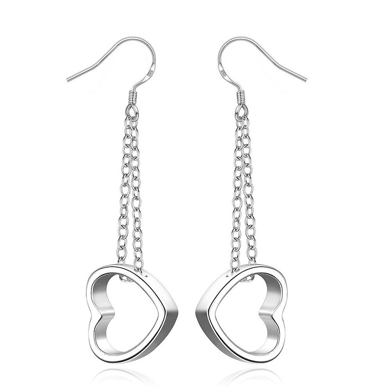 Wholesale Beautiful heart-shaped silver plated earrings hot selling fashion jewelry tassel Earrings Flat Hollow Earrings TGSPDE343