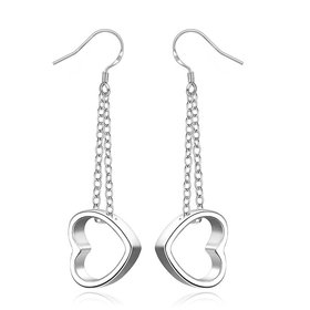 Wholesale Beautiful heart-shaped silver plated earrings hot selling fashion jewelry tassel Earrings Flat Hollow Earrings TGSPDE343