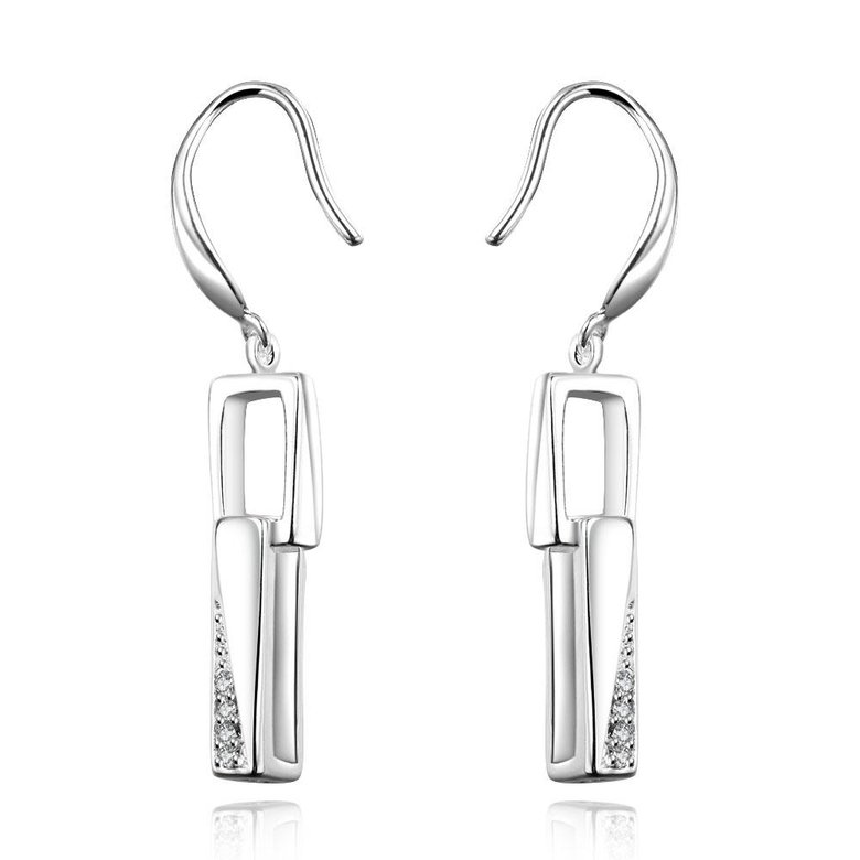 Wholesale Popular Silver plated classic rectangular Dangle Earring for women lady hoop wedding gift Jewelry holiday party gifts  TGSPDE376