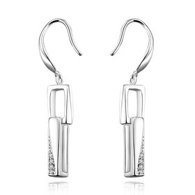 Wholesale Popular Silver plated classic rectangular Dangle Earring for women lady hoop wedding gift Jewelry holiday party gifts  TGSPDE376