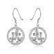 Wholesale Romantic Silver plated clover Round CZ Dangle Earring New Trendy Circular Earring Drop For Women Anniversary Wedding Gift  TGSPDE007