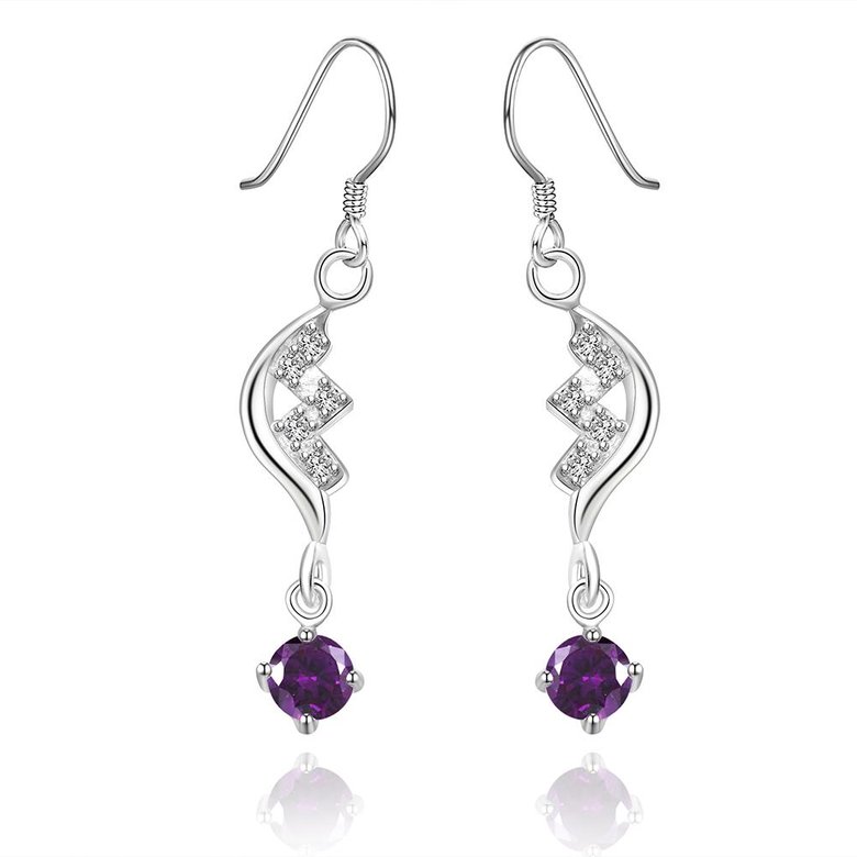 Wholesale Elegant purple AAA Zircon Earrings for Women Female Fashion heart Water Drop Crystal Dangle Earring Wedding Party Jewelry Gift TGSPDE022