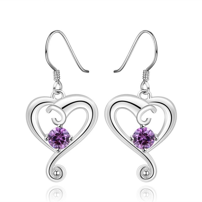 Wholesale Elegant purple AAA Zircon Earrings for Women Fashion heart Water Drop Crystal Dangle Earring Wedding Party Jewelry Gift TGSPDE001