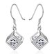 Wholesale Delicate Trendy Silver Geometric CZ Dangle Earring Cube Zircon Square Dangle Earrings For Women brincos Gift Wedding Jewelry TGSPDE060