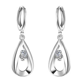 Wholesale Trendy Silver Water Drop CZ Dangle Earring Rotate Long Tassel Earrings Jewelry Fashion Zircon Crystal Earrings For Women  TGSPDE085