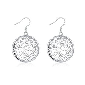 Wholesale Fashion jewelry from China Silver plated big hollow Round Dangle Earring popular European and American style earrings  TGSPDE104