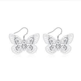 Wholesale Classic fashion Silver Insect Dangle Earring butterfly hollow out earring for women party fine jewelry gift TGSPDE136