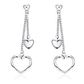 Wholesale Simple Design Silver Color Hollow Heart tassel Drop Earrings For Women New Brand Fashion Ear fine Gift TGSPDE137