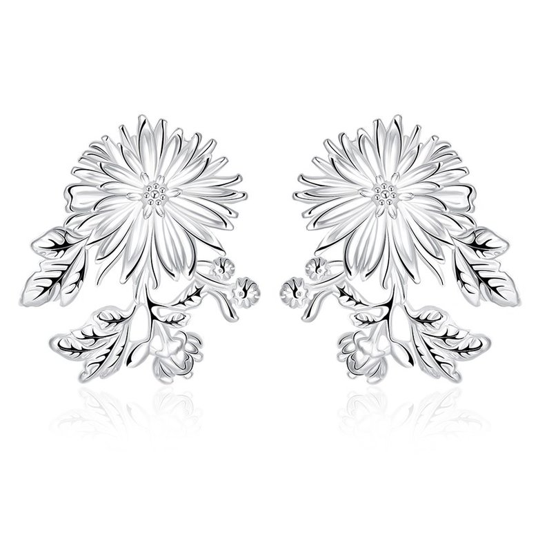 Wholesale Romantic Silver Plated chrysanthemen Dangle Earring for women Temperament earring jewelry gift TGSPDE141