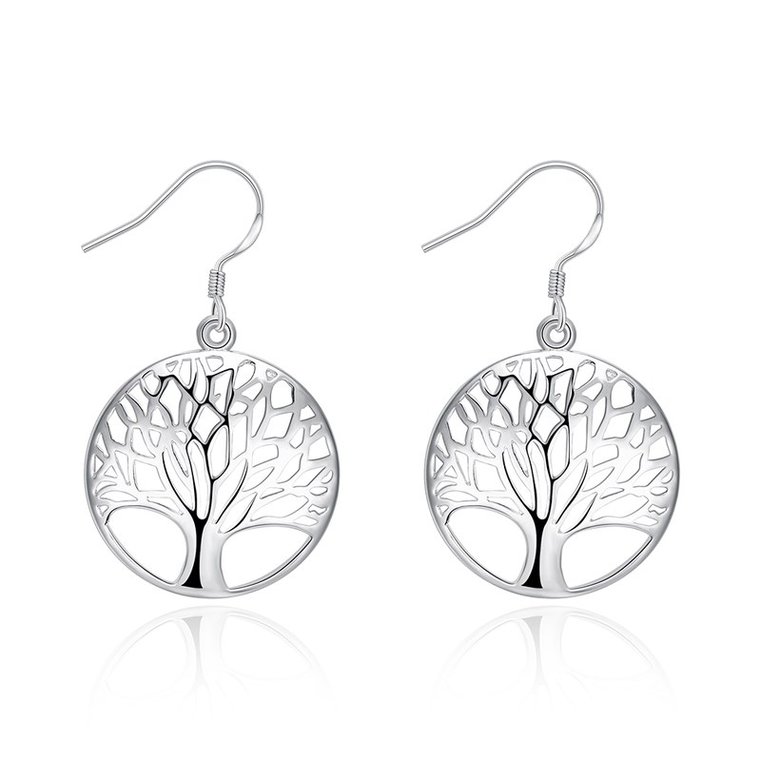 Wholesale Classic Silver Plated Dangle Earring hollow Tree of Life Dangle Drop Earrings for Women Gift Party Earrings Love Gift TGSPDE179