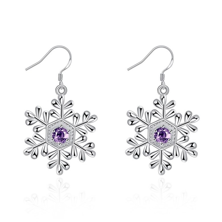 Wholesale Hot sale Snowflake Charms Earrings popular Christmas Gifts for Women purple zircon Fashion Jewelry  TGSPDE182