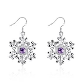 Wholesale Hot sale Snowflake Charms Earrings popular Christmas Gifts for Women purple zircon Fashion Jewelry  TGSPDE182